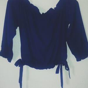 Papermoon Royal Blue Blouse with Tie Details